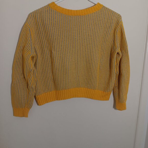 open edit womens ribbed crewneck sweater in a yellow and blue stripped size - Picture 5 of 5